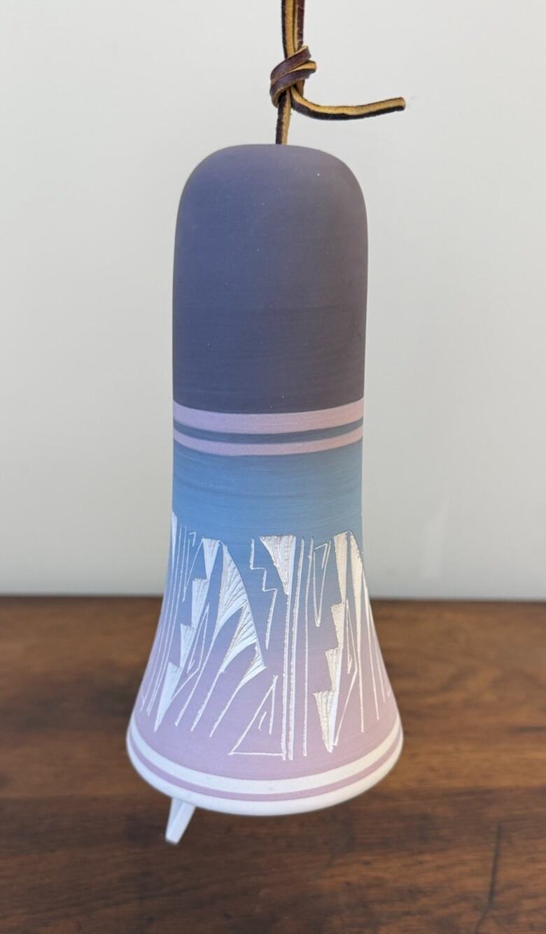 Vintage Navajo Pottery Bell Mike Nav USA Signed Southwest Mesa Verde 7"